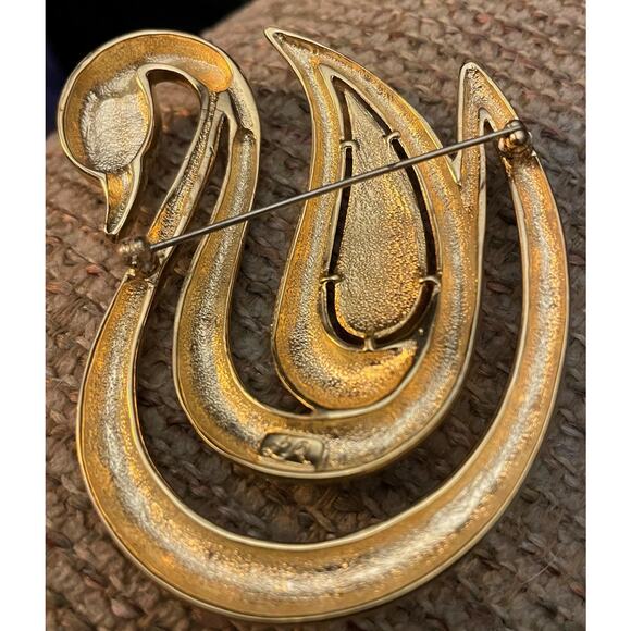 VINTAGE LADY REMINGTON swan crystal brooch - Picture 2 of 3